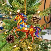Cadeaux équestres pour femmes, ornements attrape-soleil en acrylique en forme de cheval, ornement de Noël Chevaux spirituels pour décorations d'arbre