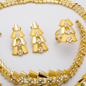 Juego de Joyas de Circonia Etíope para Novia, Chapado en Oro, Aretes/Anillos/Collar para Bodas y Fiestas - Product Image 4