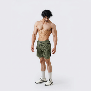 Pantalones Cortos Cargo de Lona Transpirable para Hombre, Multibolsillos, Casuales, Tácticos, 2 en 1, con Bolsillo en la Cintura para Entrenamiento Deportivo - Product Image 1