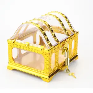 wholesale Portable clear jewelry gift box Gold Silver pirate treasure chest