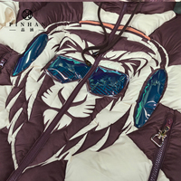 PVC lunettes de soleil hiver neige hommes vestes bulle épais chaud doudoune à capuche Nylon hommes doudounes avec motif Animal