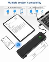 Imprimante thermique portable A4 216 mm, imprimante mobile sans encre sans fil pour le bureau, la maison, les voyages, les petites entreprises