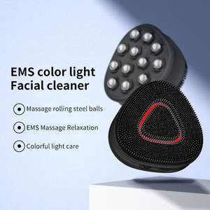 Waterproof Electric EMS Facial Roller Massager Sonic Facial Exfoliating Cleansing Brush Silicone Face Scrubber for <b>Men</b> - Product Image 2