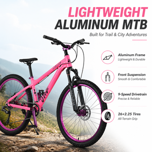 WOWI 26 英寸铝合金山地自行车男女青少年学生用 9 速双盘刹越野前避震 - Product Image 5