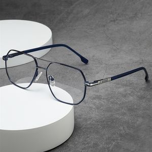 Marcos ópticos de Metal para hombre de buena calidad, bloqueo de luz azul, azul plateado, Cuadrado redondo, protección ocular inoxidable - Product Image 1