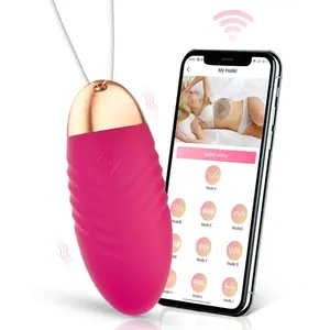 אפליקציה אלחוטית קפיצה אלחוטי ביצת ויברטור מדגדגן עמיד למים שליטה מרחוק גוף לעיסוי אישה צעצועים