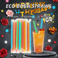 AATAE Pailles à boire personnalisées, grandes, 6mm, 8mm, 10mm, 197mm, jetables, écologiques, colorées, biodégradables en PLA, pour thé au lait Boba et fêtes