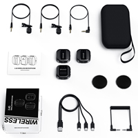 Microfono Lavalier Wireless a condensatore Streaming di registrazione vocale Youtube professionale per PC cellulare con microfoni a doppio risvolto