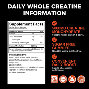 Private Label <b>Creatine</b> <b>Monohydrate</b> Gummies Watermelon Flavor Gym Pre Workout Muscle Mass Strength Non-GMO Vegan Supplement - Product Image 3