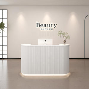 Bancone Reception di Lusso <span class=keywords><strong>per</strong></span> Salone di Bellezza, Personalizzabile, in Legno, Moderno, Piccolo, Bianco, di Alta Qualità - Product Image 5