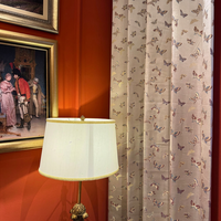 Tissu de rideau jacquard à motif papillon, filtrant la lumière, lavable, mélange polyester-lin, rideau de fenêtre moderne