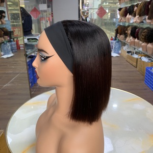 Venta al por mayor de pelucas de cabello humano virgen vietnamita de 8 pulgadas para mujer, sin encaje, con flequillo, peluca de seda helada - Product Image 2