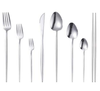 18/10 ensemble de couverts en or de luxe ensemble de couverts en acier inoxydable, ensembles de cuillères à baguettes coréennes