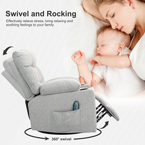 360° Drehbarer Übergroßer Schaukelstuhl Relaxsessel mit Massage- und Heizfunktion für das Wohnzimmer <span class=keywords><strong>Sofa</strong></span> - Product Image 4