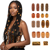 FUJIACross-Border Wholesale  Wood Large-Hole Beads Dreadlock Hair Extension Rings Resin Plastic DIY Jewelry Accessories