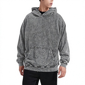 Custom Logo OEM Made Men's Hoodie Casual Oversized Vintage <b>Retro</b> Acid Washed 100% Cotton Trendy Baggy Basic Pullover Streetwear - Product Image 5