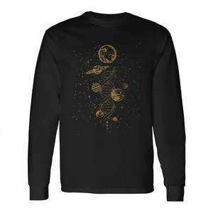 Camiseta de Manga Larga con Diseño Astronómico Místico de Doble Hélice de ADN y Planetas Celestiales para Promociones - Product Image 2