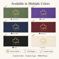 Pochette en toile personnalisable avec logo, fermeture éclair dorée, pour papeterie, outils, pinceaux, ceinture de rangement, sac de voyage, cadeau, vente en gros OEM