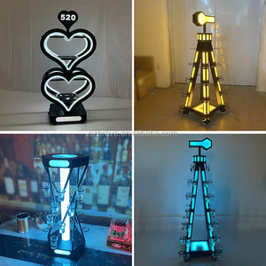 Nhà Máy Bán buôn Bar sạc <span class=keywords><strong>LED</strong></span> thắp sáng acrylic xoay Shot Glass chuyến bay khay <span class=keywords><strong>LED</strong></span> Cocktail kính hiển thị đứng - Product Image 5