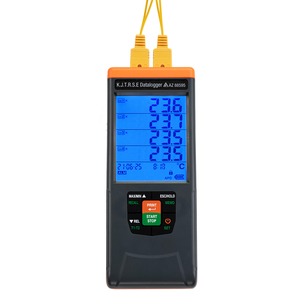 Enregistreur de température à thermocouple de type <span class=keywords><strong>K</strong></span>/J/<span class=keywords><strong>T</strong></span>/<span class=keywords><strong>R</strong></span>/S/E à 4 canaux haute précision AZ88595 avec écran <span class=keywords><strong>r</strong></span>étroéclairé, verrouillage des valeurs lues et fonctionnement automatique - Product Image 1