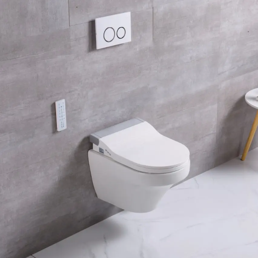 Toilettes intelligentes en céramique de luxe, toilette murale électrique automatique, super économie d'eau, style européen, moderne