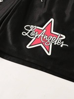 Ensemble de survêtement en maille pour femmes, style hip-hop, avec lettres et numéros personnalisés imprimés, maillot à manches courtes et short, tenue décontractée d'été, streetwear