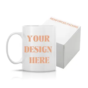 Custom Logo Wedding Diy Microwave Safe Mug Cups Sublimation Classic White Ceramic 11Oz Mugs With Logo Print
