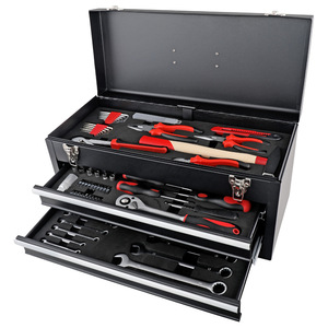 Caja de herramientas metálica de marca con 80 piezas, cerrable y con 3 compartimentos para herramientas domésticas - Product Image 1