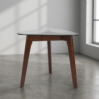 Table basse Baobei de luxe moderne et durable avec plateau en verre, pieds en bois, style panneau bois, mobilier de salon, bureau, maison, personnalisable