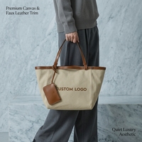 Sac fourre-tout hybride en cuir et toile de luxe silencieux, grand format XL, grande capacité, pour le bureau et les trajets quotidiens, personnalisable avec logo, vente en gros OEM