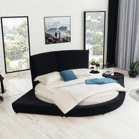 Mobilier moderne italien pour chambre à coucher Lit circulaire en tissu avec cadre en bois Lit d'hôtel rond double king size en velours de luxe