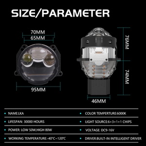 Sanvi - Faro Delantero con Lente de Proyector Láser LKA de Alta Calidad, 50-80 W, Luces LED Súper Brillantes, Luz Baja y Alta, Lámparas para Automóvil de 3 Pulgadas - Product Image 6