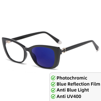 Gafas de Sol de Moda para Mujer, Estilo Ojo de Gato, Lentes Fotocromáticas, Bloqueo de Luz Azul, Protección UV400, Monturas Ópticas Protectoras, Diseño Ligero