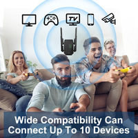 Extensor WiFi de Doble Banda 2.4G 300Mbps con Cobertura de 360°, 4 Antenas, Amplificador de Señal de Largo Alcance, Potenciador Inalámbrico para Interiores y Exteriores
