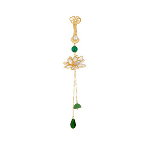 MUYU Lotus Brooch With Pearl And Jade Tassel For Cheongsam Women Traditional Chinese Jewelry - Product Image 5