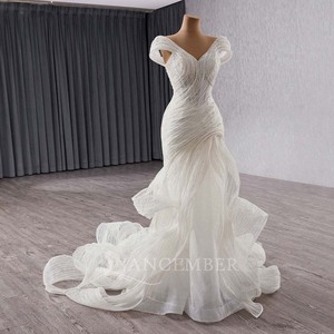 <span class=keywords><strong>Vestidos</strong></span> <span class=keywords><strong>de</strong></span> <span class=keywords><strong>Novia</strong></span> Modernos Estilo <span class=keywords><strong>Sirena</strong></span> Jancember 241128 con Perlas, Volantes, Cuentas, Lentejuelas, Encaje, Cristales, Vestido Largo Hasta el Suelo, Natural - Product Image 3