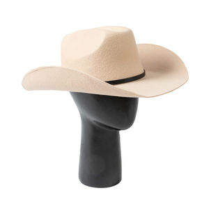 Venta al por mayor 100% de lana fieltro sombrero Fedora PU ala sombrero Fedora Bruno Capelo sombreros planos hombre negro en blanco - Product Image 5