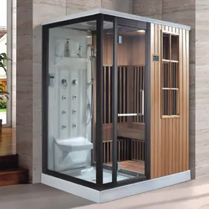 Luxe intérieur vapeur sèche Sauna en bois combiné vapeur humide Sauna salle de douche vapeur Sauna combiné