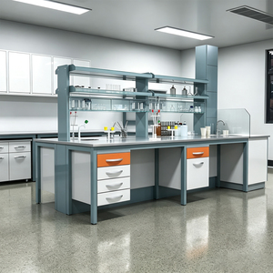 Mesa de Trabajo de Acero y Madera Popular para Laboratorio, Serie <span class=keywords><strong>Secret</strong></span> Test, para Mobiliario de Laboratorio de Hospitales y Escuelas - Product Image 5