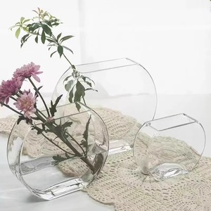 New Arrivals Hydroponic European Style Thick Flat Round Small <strong>Fish</strong> Glass Vase for Tank Living Room Flower <strong>Pots</strong> &amp; Planters - Product Image 6
