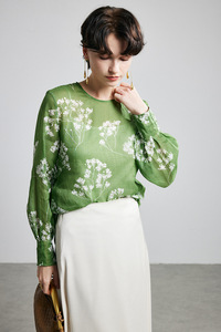 Camisa <span class=keywords><strong>de</strong></span> seda para mujer con bordado artístico vintage, nueva colección otoño 2026, venta al por mayor para boutiques - Product Image 5