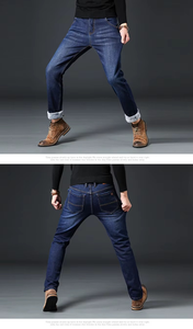 American Trend Classic Light Wash Woven Denim Casual Jeans for <b>Men</b> <b>Stretch</b> Plus Size - Product Image 2