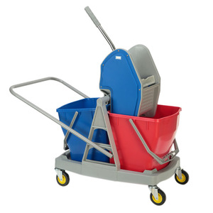 <span class=keywords><strong>Chariot</strong></span> essoreur à serpillière double cuve 36L, double compartiment <span class=keywords><strong>lavage</strong></span> et rinçage 360 °   Roulettes silencieuses pour une mobilité facile - Product Image 1