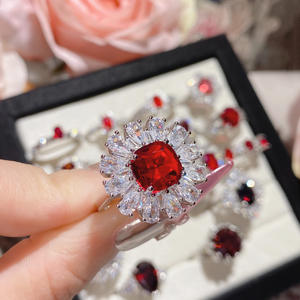 خواتم زركون ياقوت حمراء بتصميم مختلف للنساء خواتم زركون حمراء أنيقة نبيلة - Product Image 5