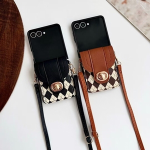 Étui de téléphone portable en cuir PU avec lanière de cou et porte-cartes, style <span class=keywords><strong>sac</strong></span> à <span class=keywords><strong>main</strong></span>, pour Samsung Z Flip 7 6 5 4 3 - Product Image 6