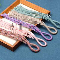 Tali Katun Tibet Tenun Tangan DIY Ornamen Rumbai Anggur Tali Simpul Makrame Liontin Bodi Bintang-Bulan Kancing Manset Empat Aksesori