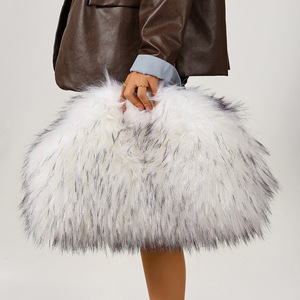 Borsa Clutch in Finta <span class=keywords><strong>Pelliccia</strong></span> di Cane Procione, Stile Europeo e Americano, Grande Capacità, Vintage e alla Moda per Donna - Product Image 4