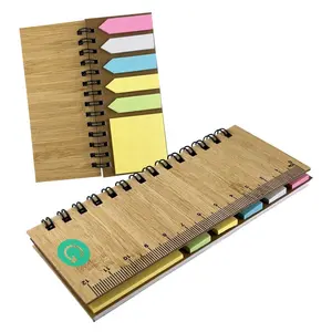 Vente en gros Bloc-notes en bambou avec couvercle de règle et papier blanc Notes autocollantes Cadeaux promotionnels MH020 Payton Bamboo Sticky Note