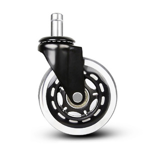2.5-inch 3-inch Spring Clip Black Transparent <b>Wheel</b> Insert Rod PU Floor Caster Silent Swivel Caster Office Chair School Hotel - Product Image 2