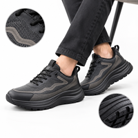 Baskets basses pour hommes en cuir grainé avec empeigne en maille, semelle intermédiaire à rainures épaisses et semelle extérieure à crampons, à lacets, chaussures décontractées pour hommes
